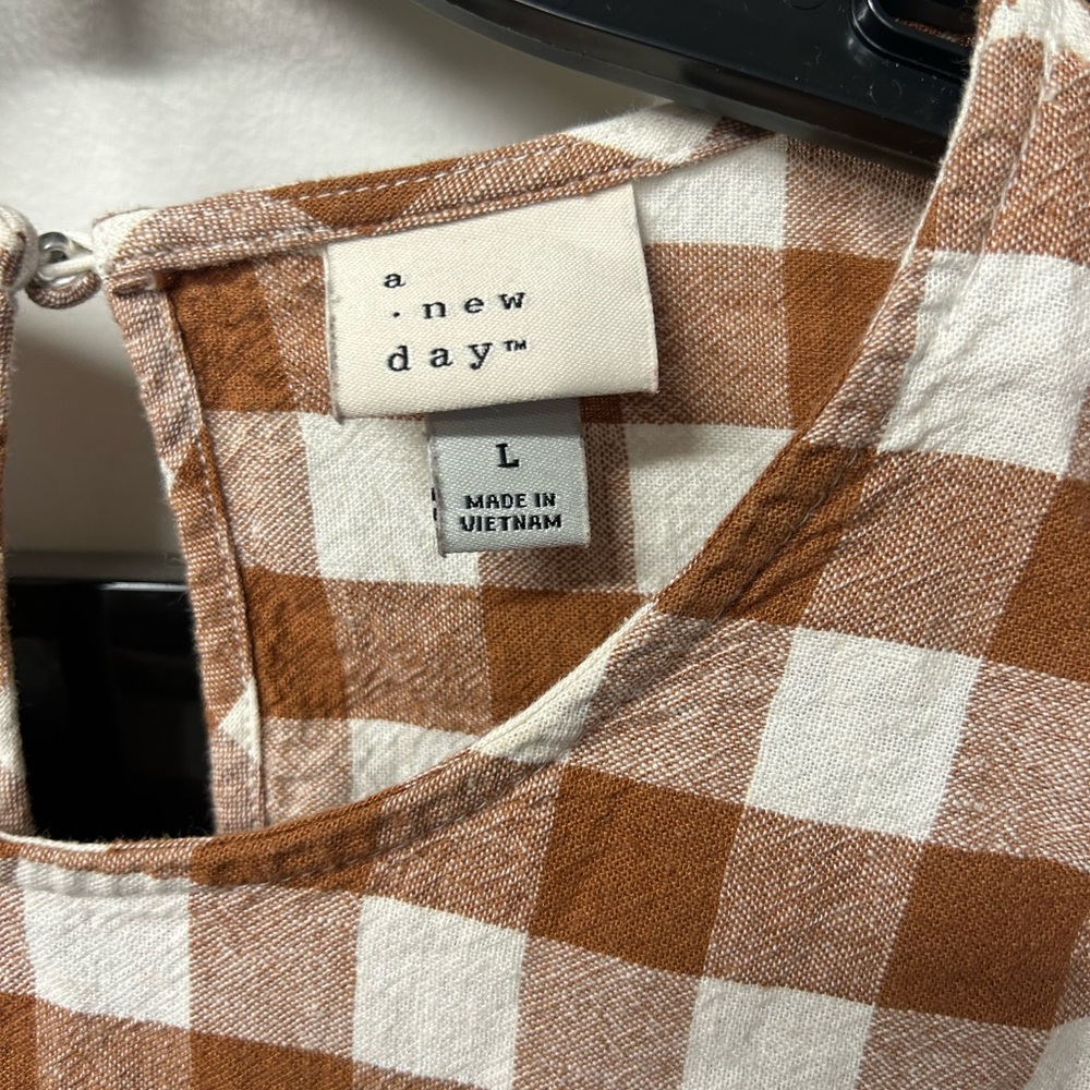 a new day Brown and White Checkered Blouse - Picture 4 of 6